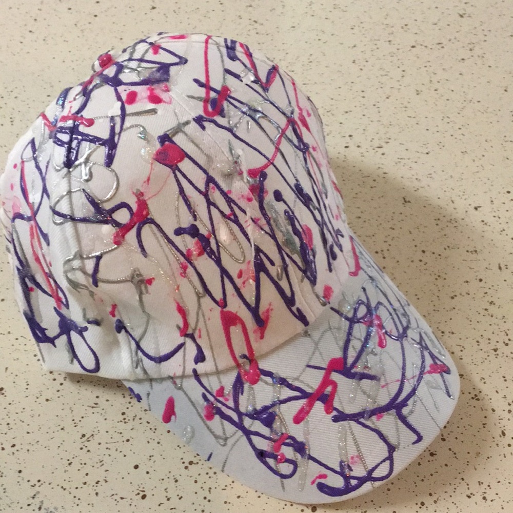 White Hand painted cap.